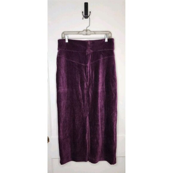 NWT Free People NWT Roxy Ribbed Maxi Pencil Skirt Sz Large Zip Front Purple Soft - Picture 1 of 7
